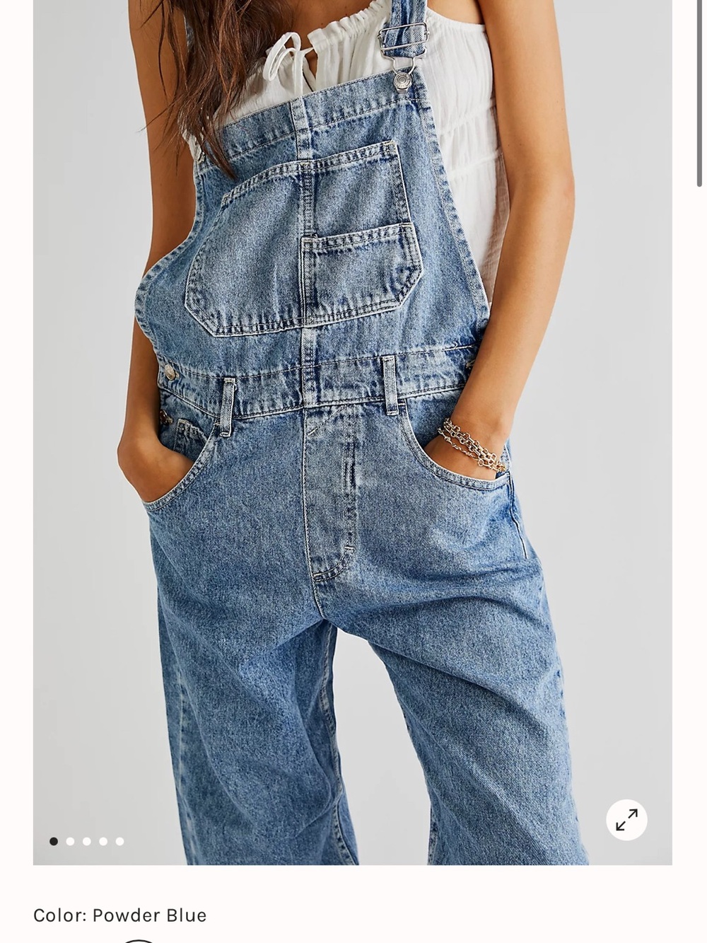 We The Free Powder Blue Denim Overalls